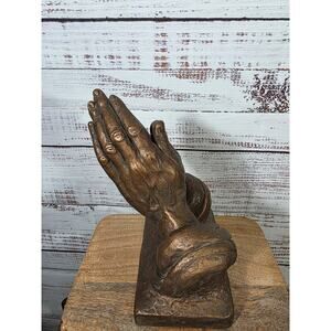 VTG Austin Productions 1962 Praying Hands Statue- Bronze Tone -Mid Century Art
